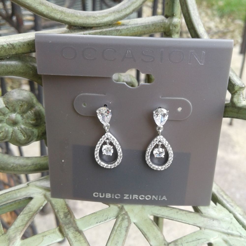 NWT Occasion Silver CZ Earrings